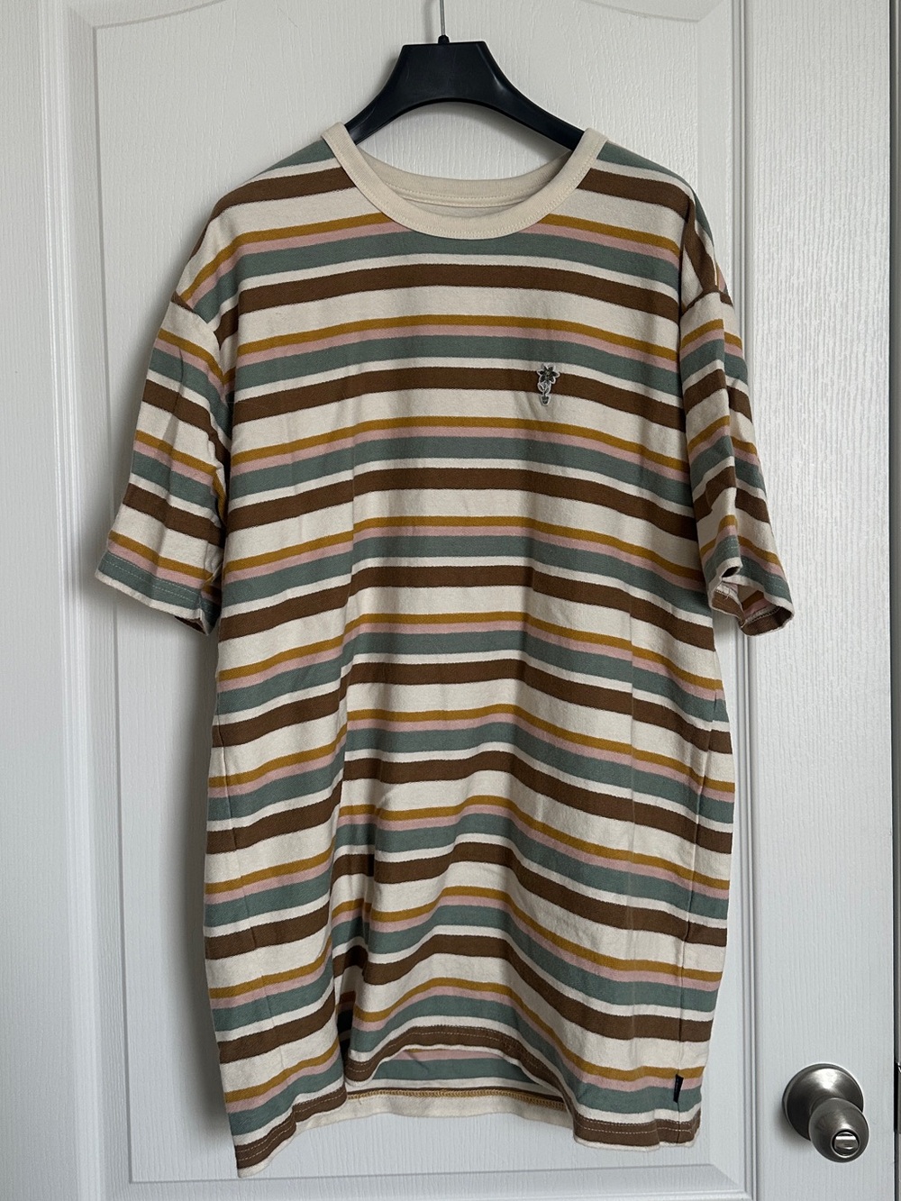 Vans Striped Short Sleeve Tee in Cream, Brown & Green